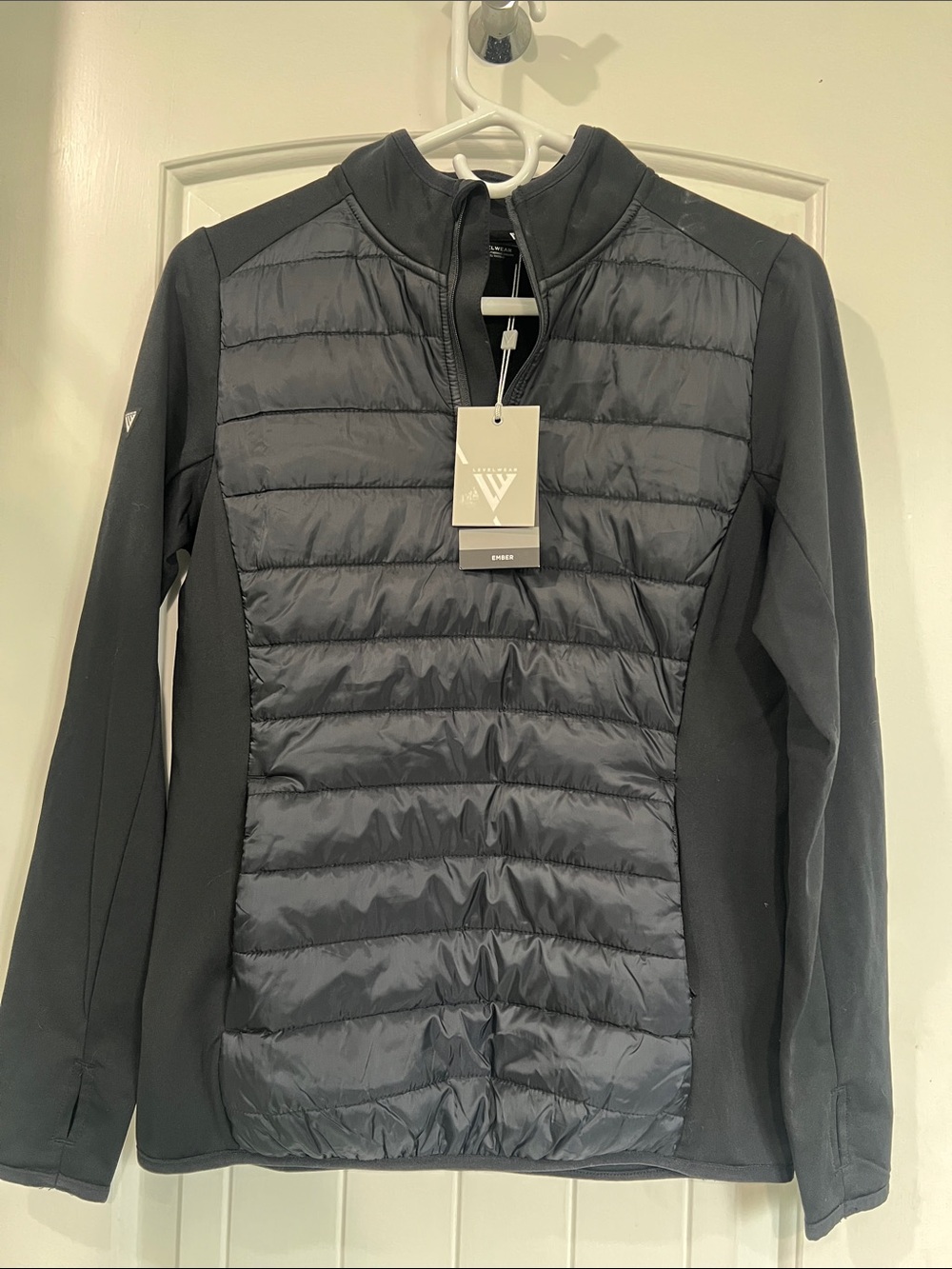 Levelwear Black Quilted Hybrid quarter Zipper Jacket